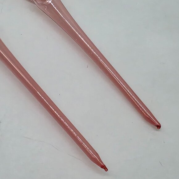 Pink Glass Icicle Ornaments Set Of 2 Twisted Design Christmas Decoration 9.5" - Picture 3 of 5